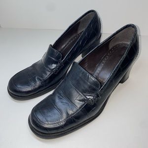 Kenneth Cole Shoes New York Vero Cuoio Block Heel Pumps Made In Italy Black SZ 8